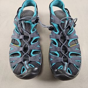 Keen Hiking Sport Sandals Womens Size 9 Waterproof Shoes Teal Gray Trail Whisper